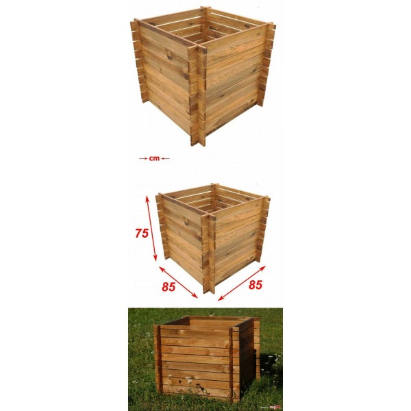 Stabiler Holzkomposter Komposter Kompostbehälter Hochbeet 85 x 85 x75 cm