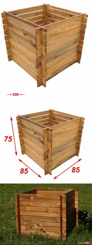 Stabiler Holzkomposter Komposter Kompostbehälter Hochbeet 85 x 85 x75 cm